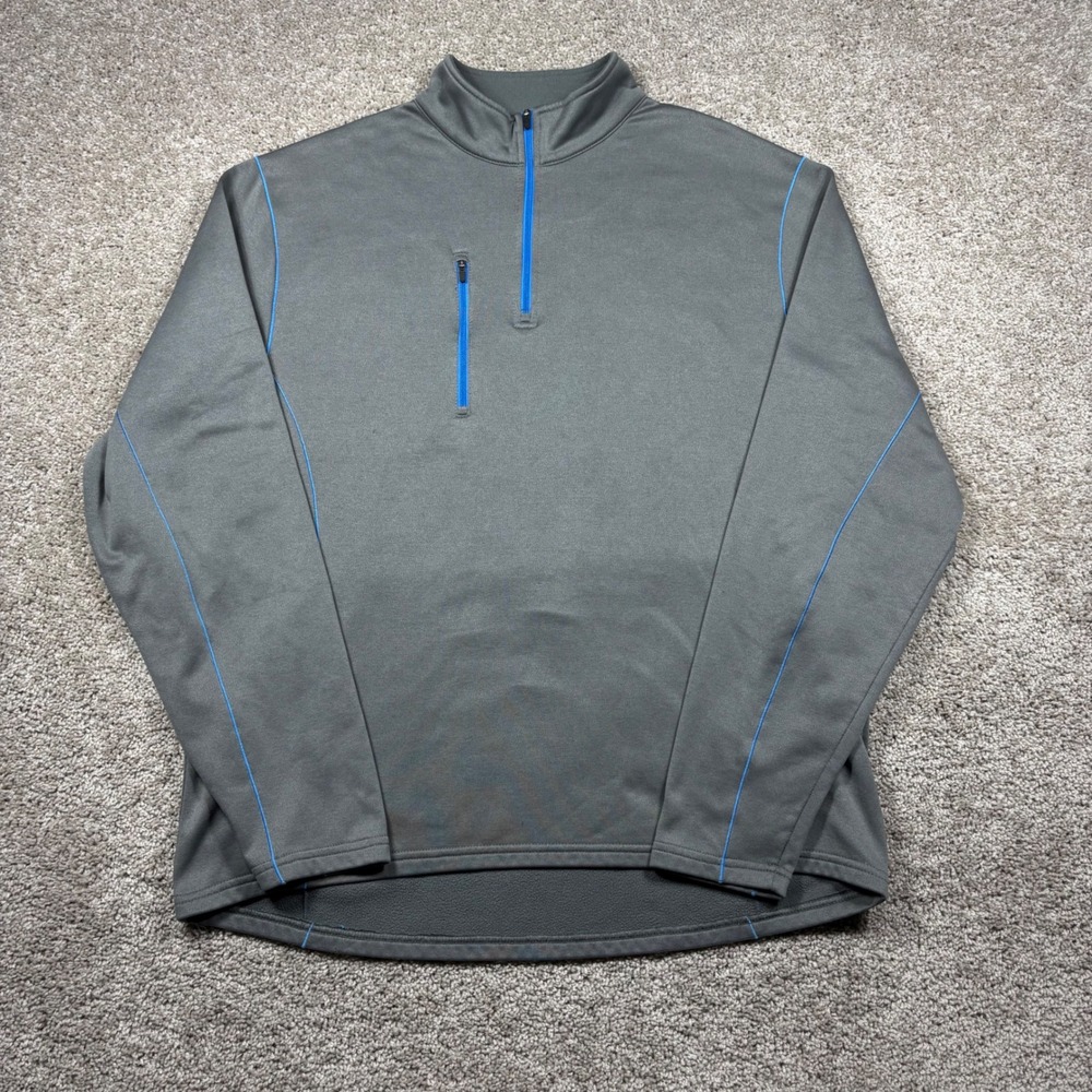 Peter Millar Warmth‎ 4 Mens XL Gray Blue 1/4 Zip Fleece Pullover MF15EK70